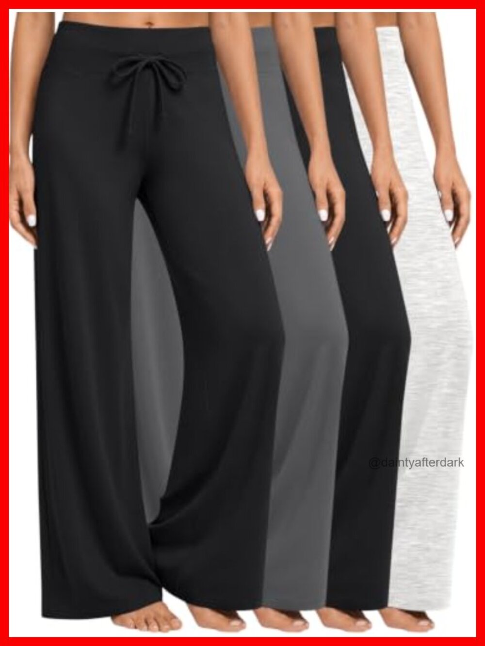 Womens Wide Leg Lounge Pants 4 Pack Rayon Spandex Flowy Pull On